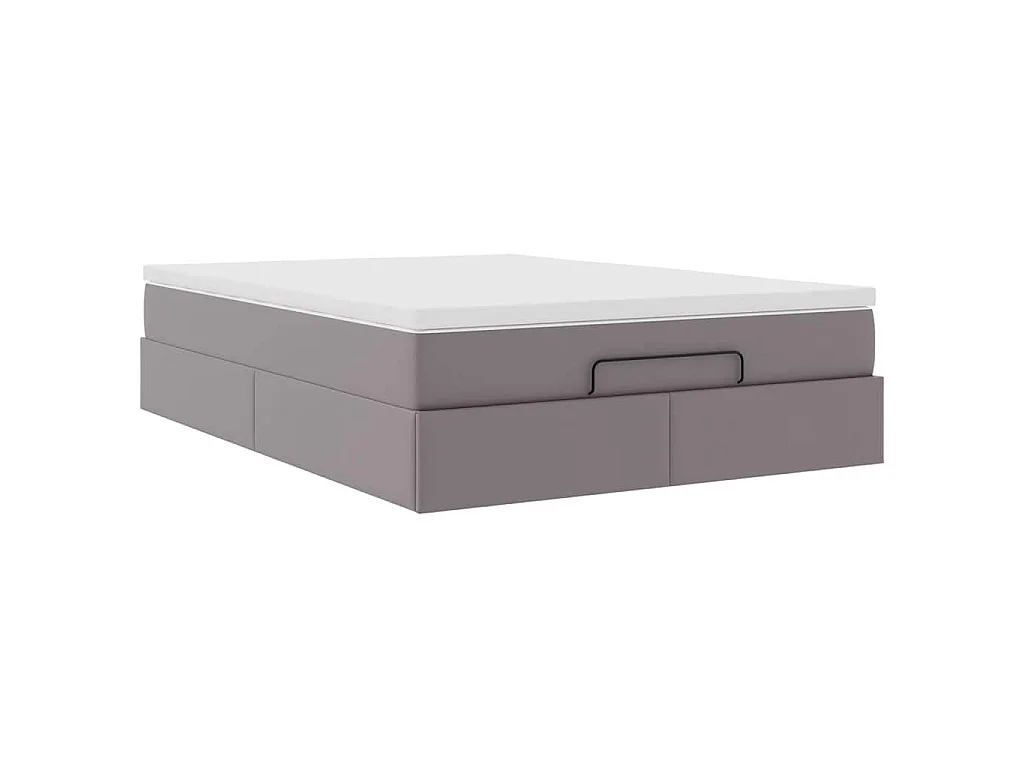 Ottoman bed met matras 140x200cm kunstleer grijs