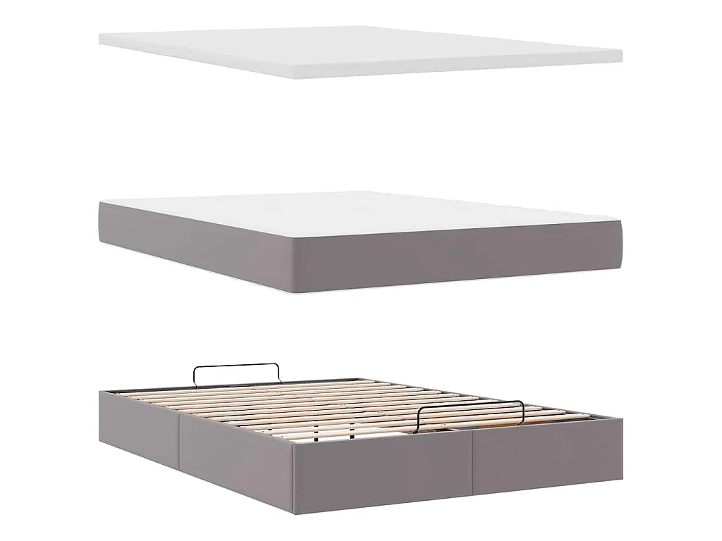 Ottoman bed met matras 140x200cm kunstleer grijs