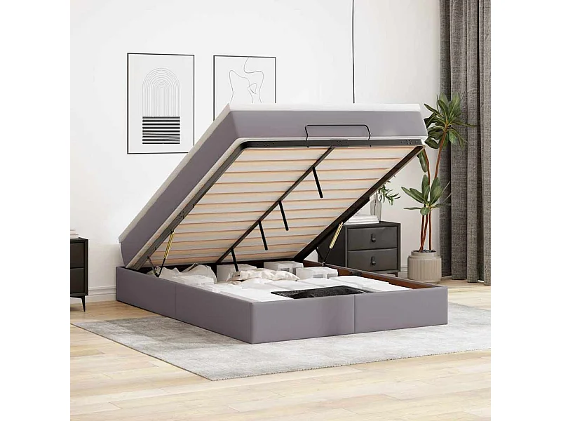 Ottoman bed met matras 140x200cm kunstleer grijs
