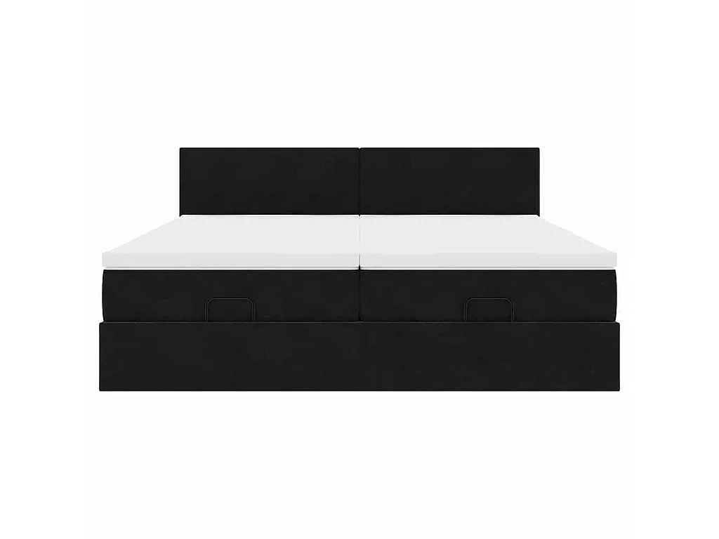Ottoman-Bett mit Matratzen & LEDs Schwarz 180x200 cm Samt