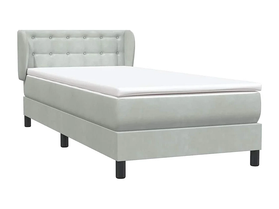 Boxspring met matras fluweel lichtgrijs 90x210 cm