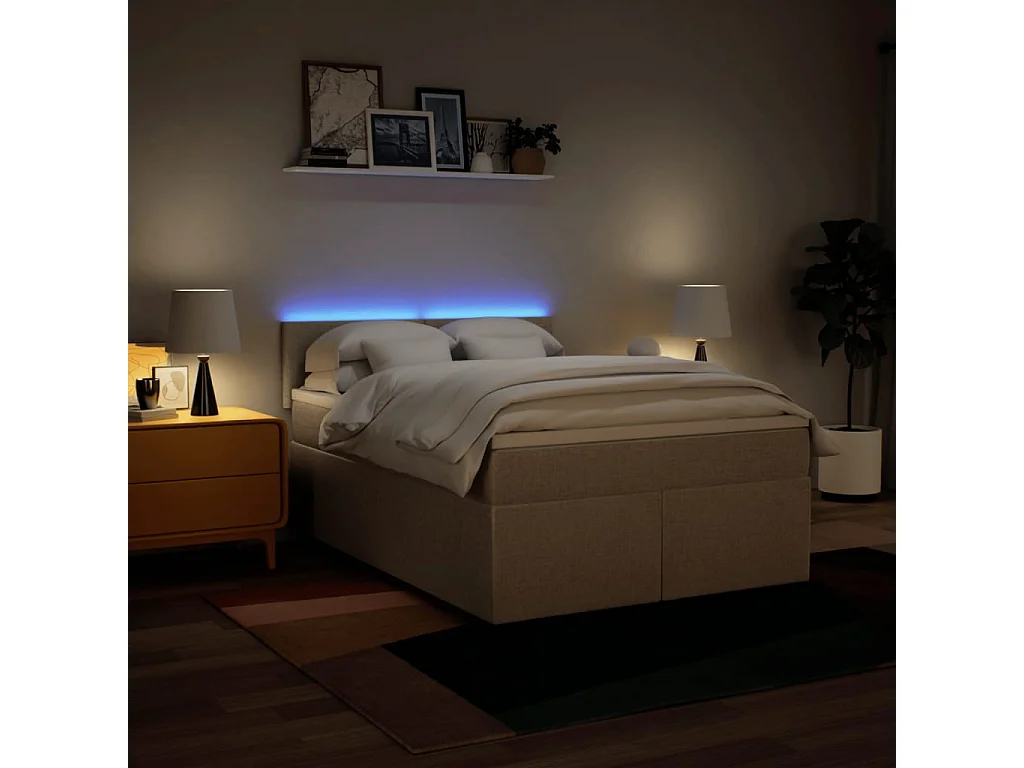 Boxspringbett mit Matratze Creme 140x200 cm Stoff