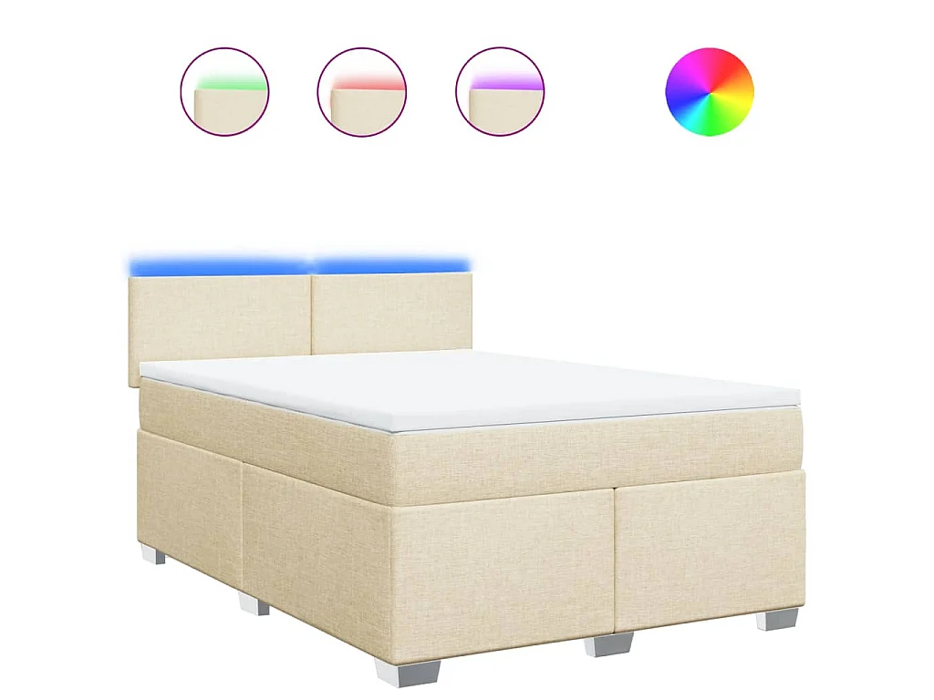 Giroletto a Molle con Materasso Crema 140x200 cm in Tessuto