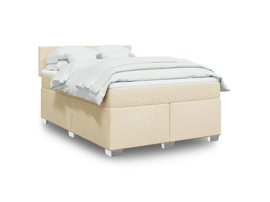 Giroletto a Molle con Materasso Crema 140x200 cm in Tessuto