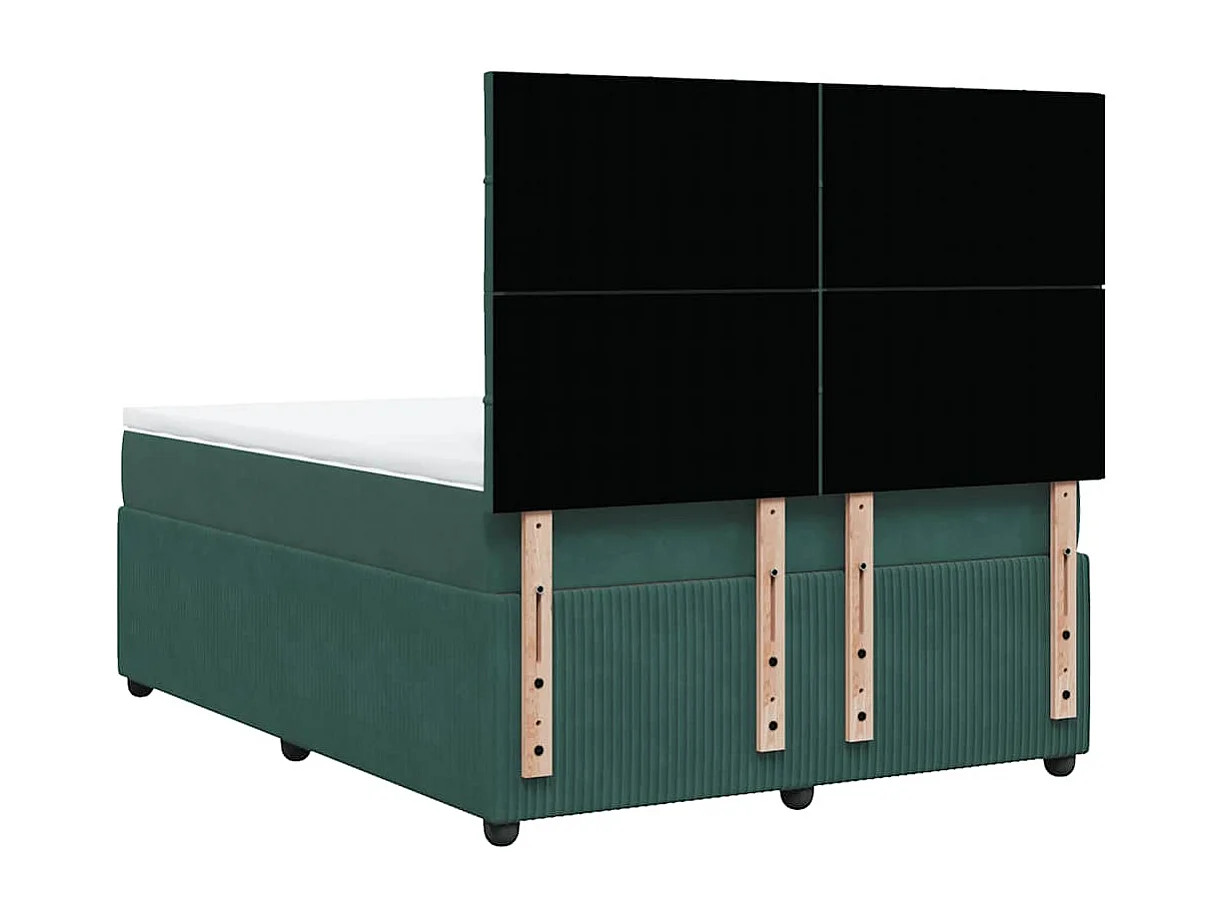 Boxspring met matras fluweel donkergroen 140x200 cm