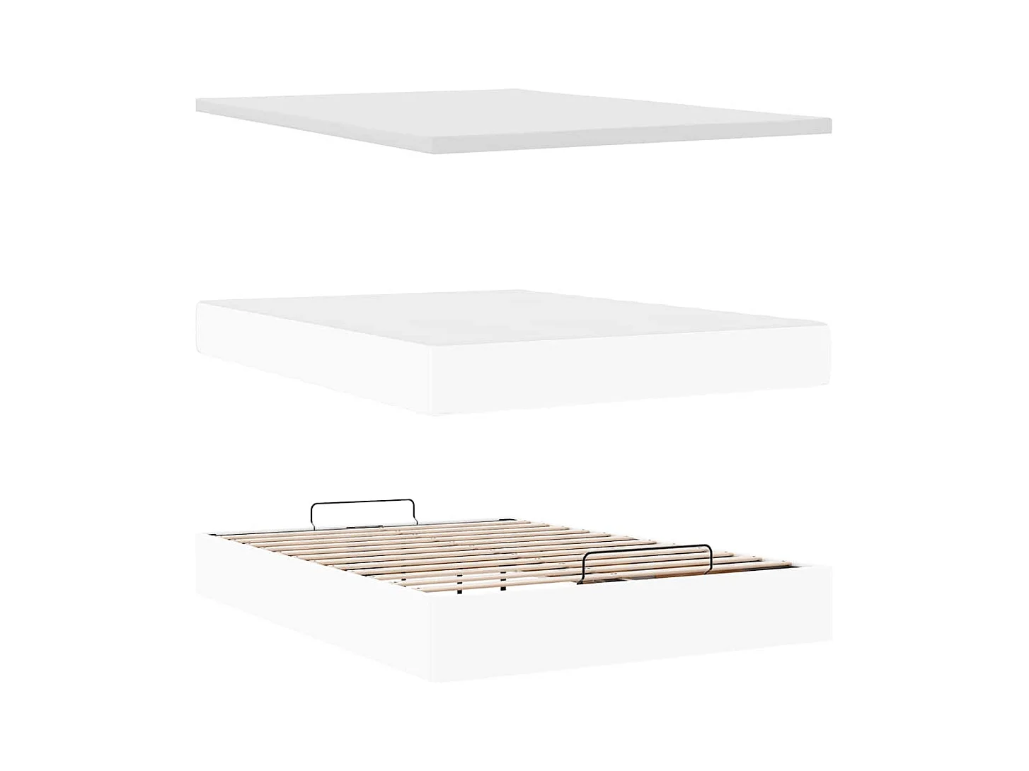 Struttura Letto Pouf con Materasso Bianco 140x200 cm Similpelle