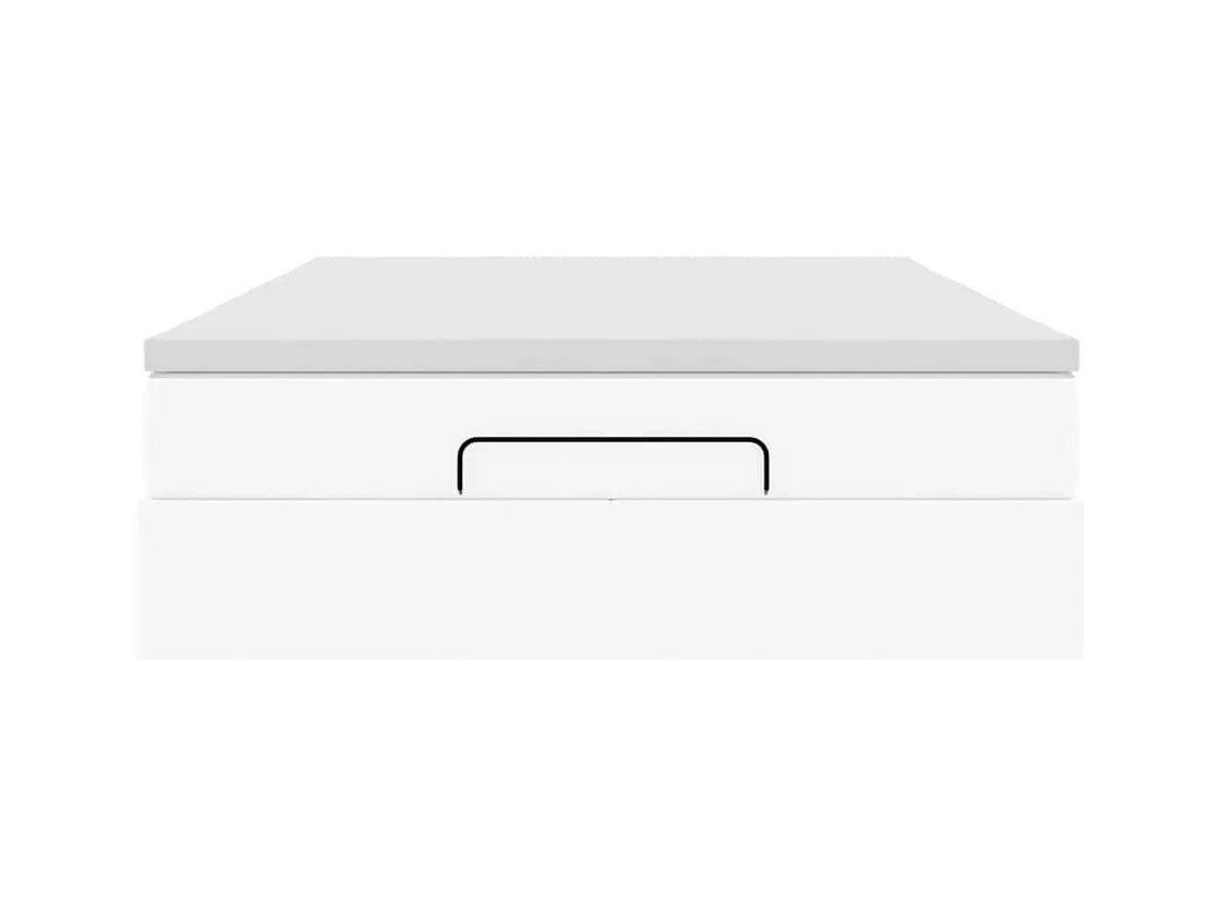 Struttura Letto Pouf con Materasso Bianco 140x200 cm Similpelle