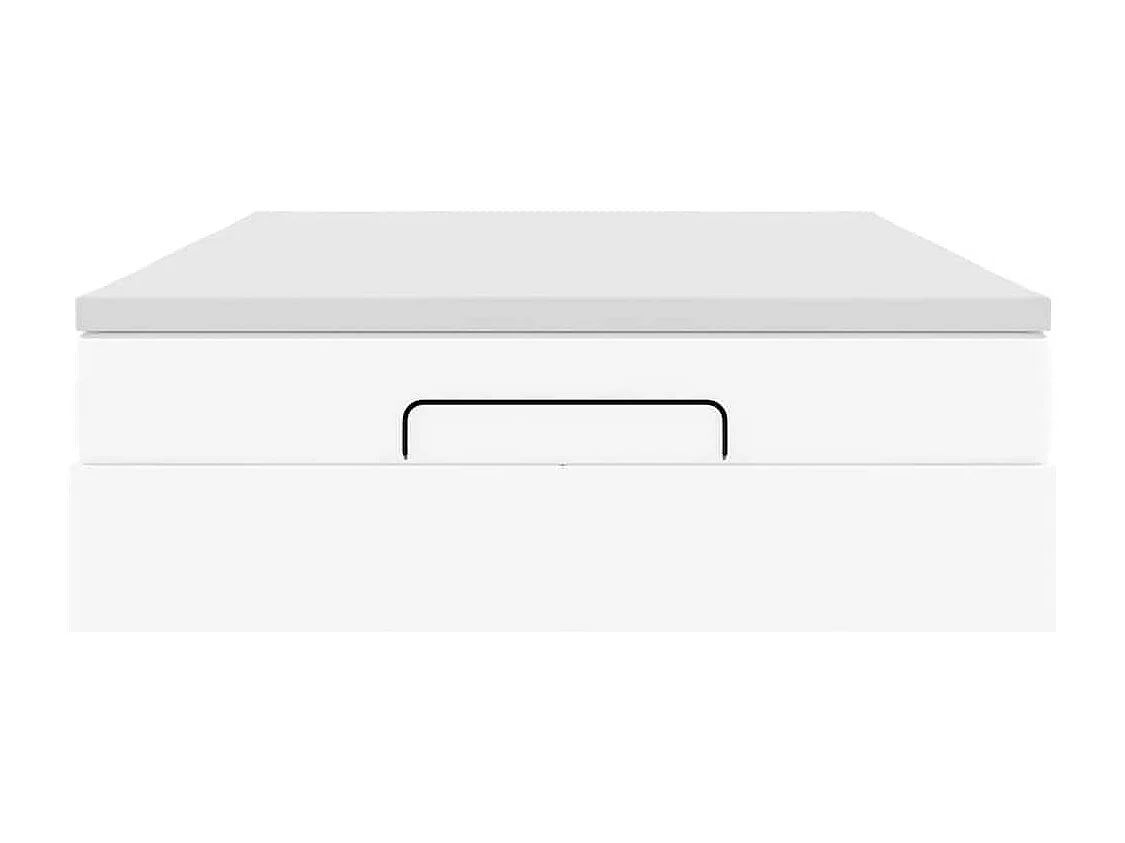 Cadre de lit ottoman avec matelas blanc 140x200 cm similicuir
