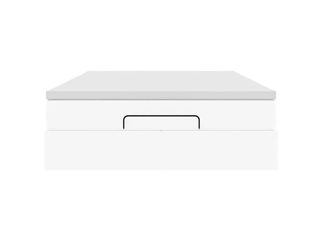 Cadre de lit ottoman avec matelas blanc 140x200 cm similicuir