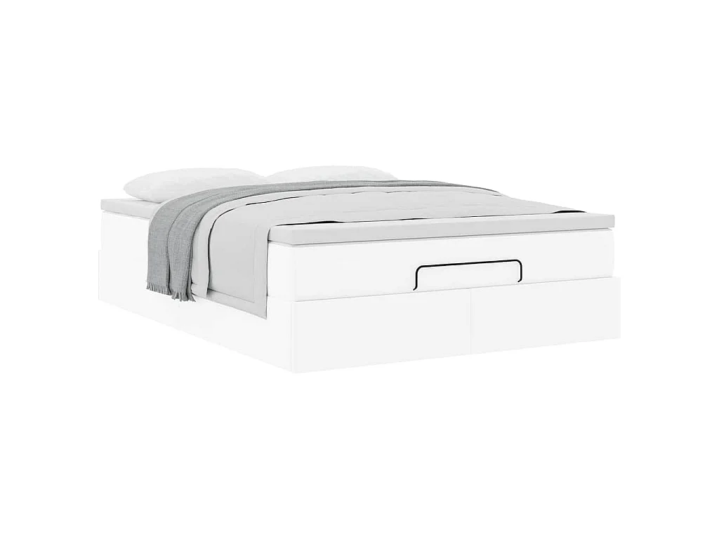 Ottoman bed met matras 140x200cm kunstleer wit
