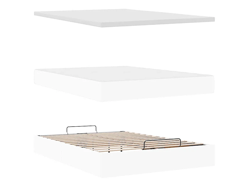 Ottoman bed met matras 140x200cm kunstleer wit