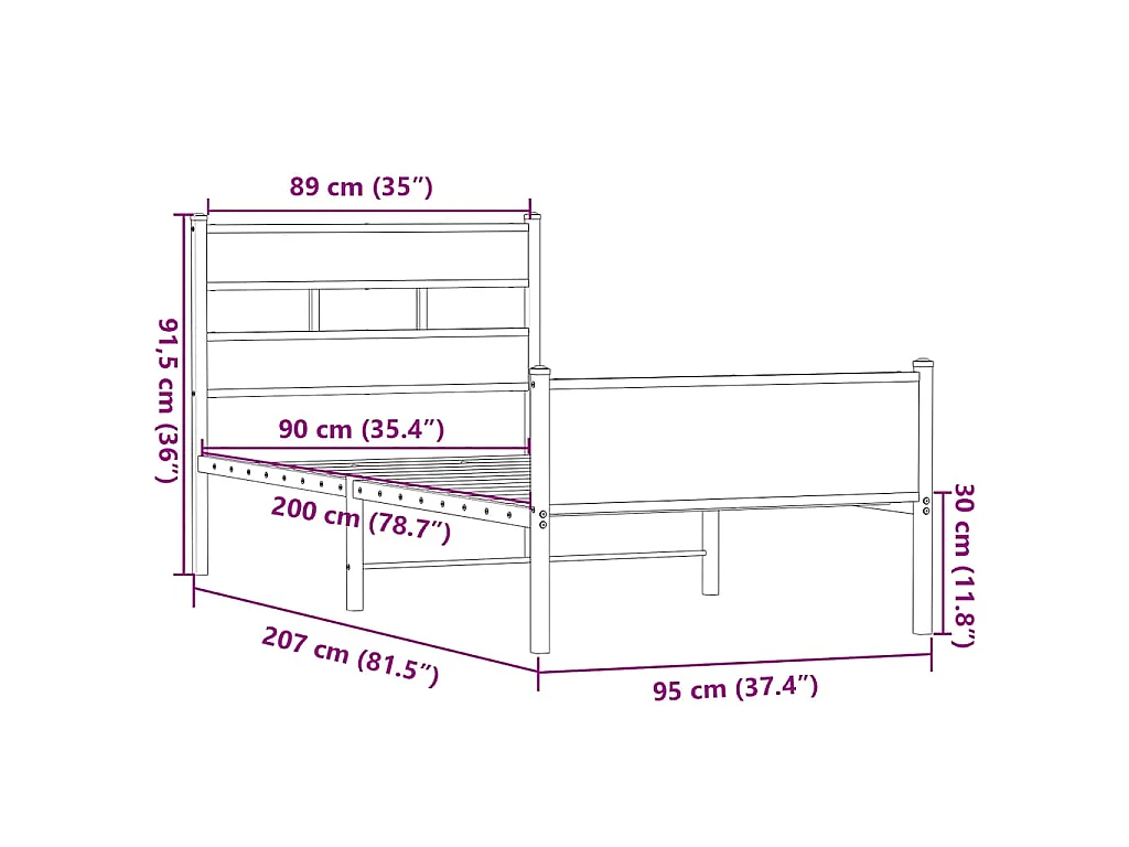 Giroletto senza Materasso Rovere Sonoma 90x200 cm in Truciolato