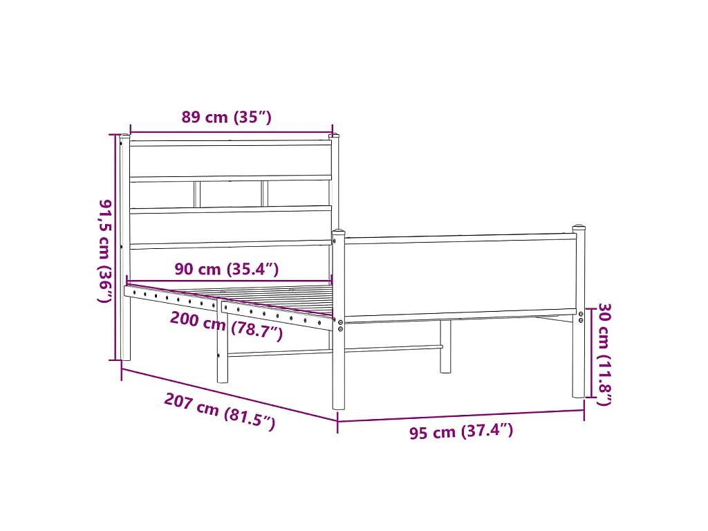 Giroletto senza Materasso Rovere Sonoma 90x200 cm in Truciolato