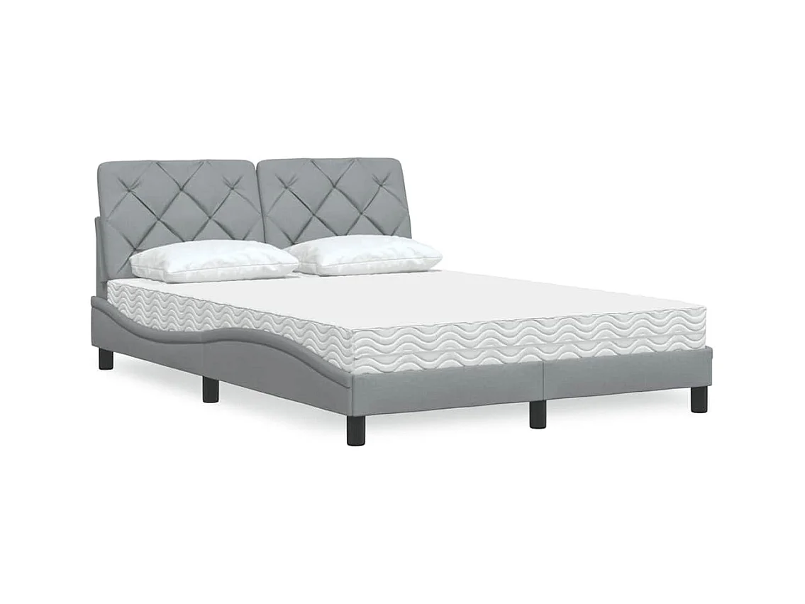 Lit avec matelas gris clair 140x200 cm tissu