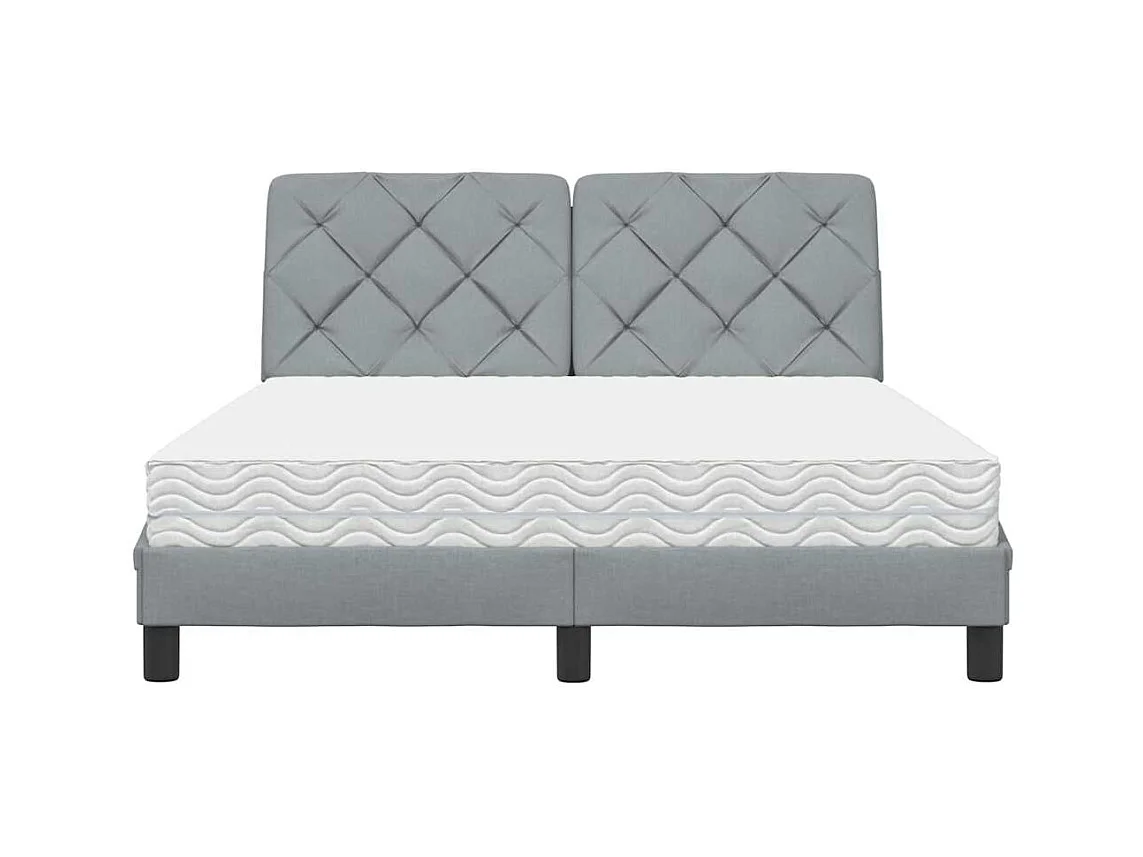 Lit avec matelas gris clair 140x200 cm tissu