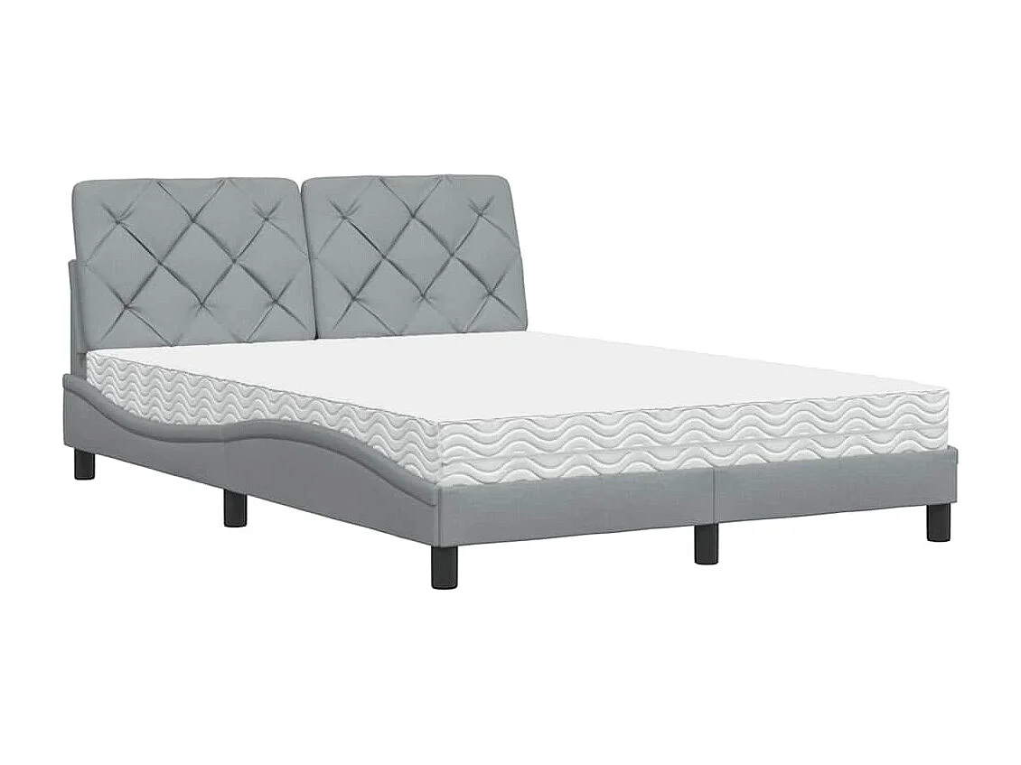 Lit avec matelas gris clair 140x200 cm tissu