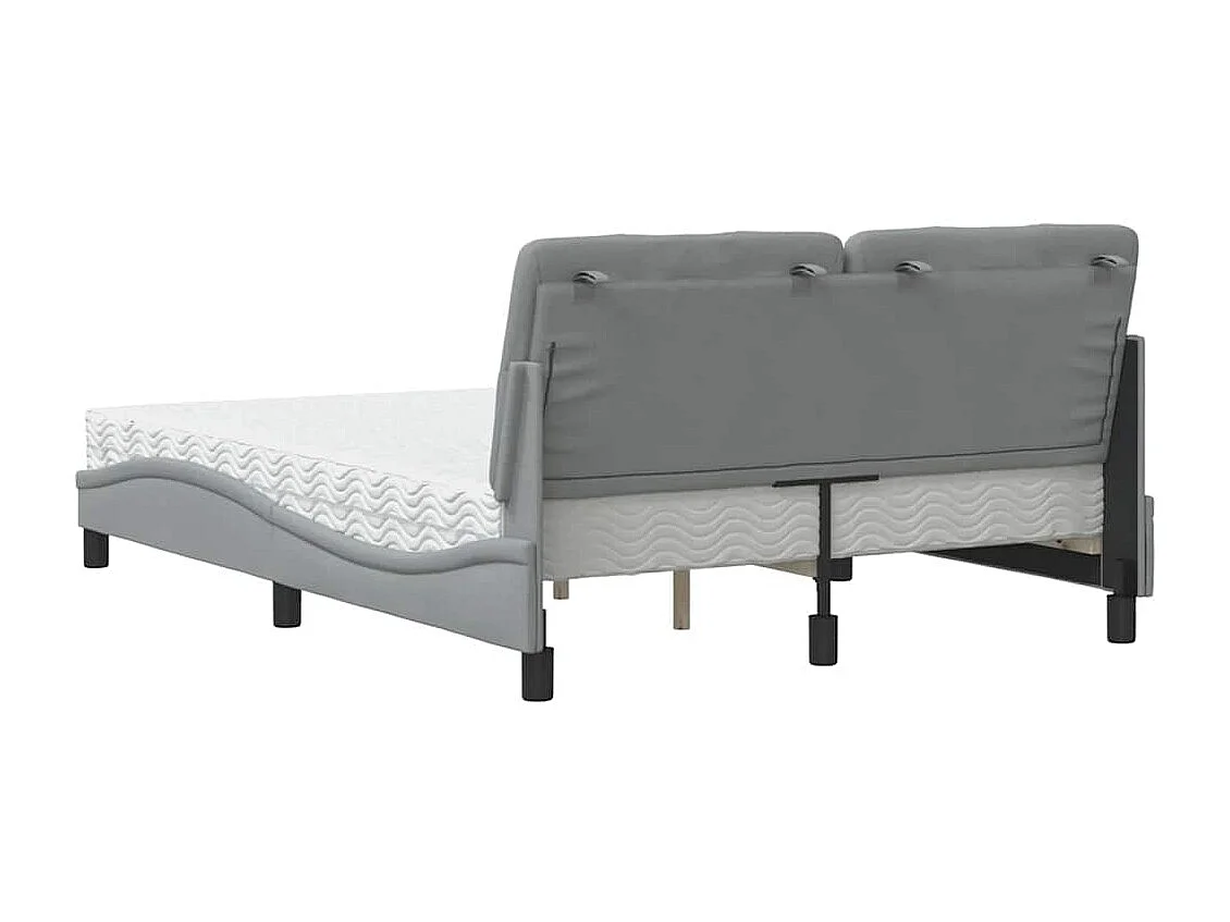 Lit avec matelas gris clair 140x200 cm tissu