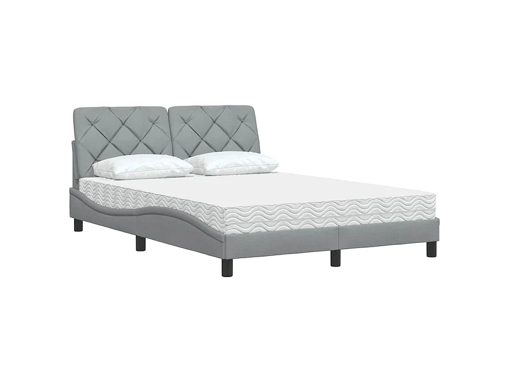 Letto con Materasso Grigio Chiaro 140x200cm Tessuto