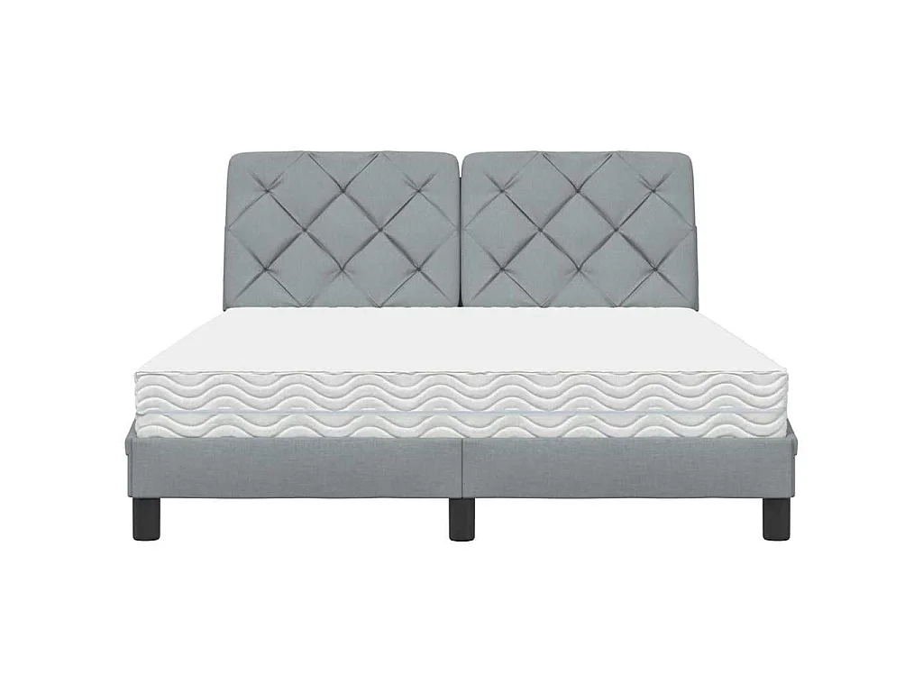 Letto con Materasso Grigio Chiaro 140x200cm Tessuto