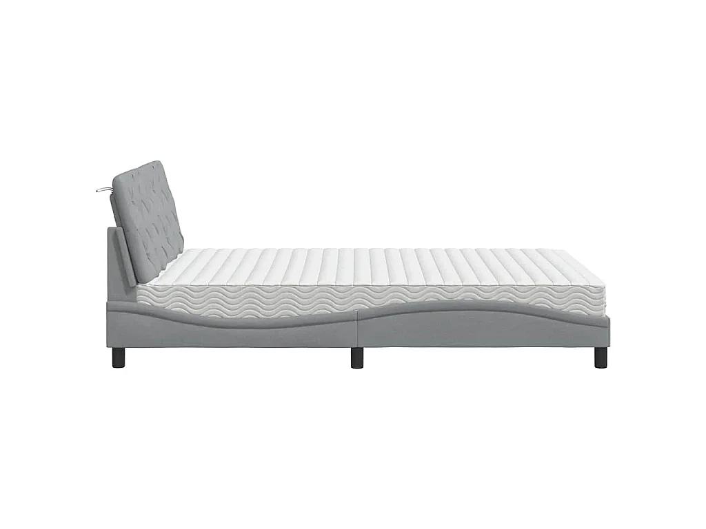 Letto con Materasso Grigio Chiaro 140x200cm Tessuto