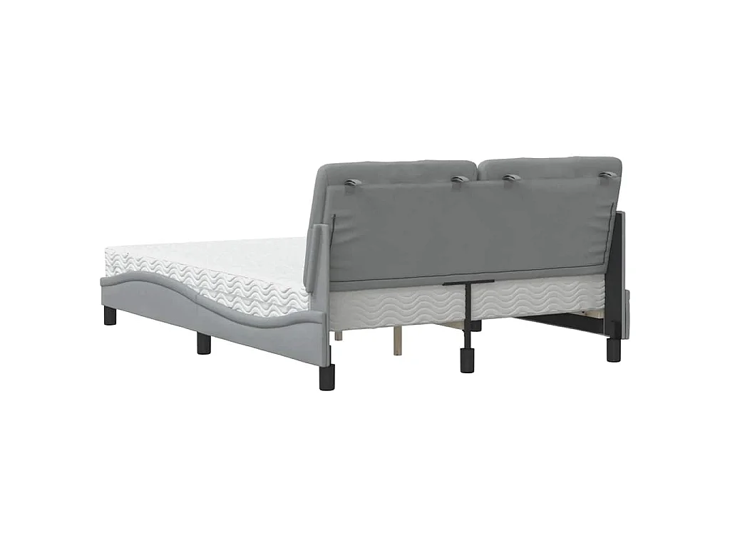 Letto con Materasso Grigio Chiaro 140x200cm Tessuto