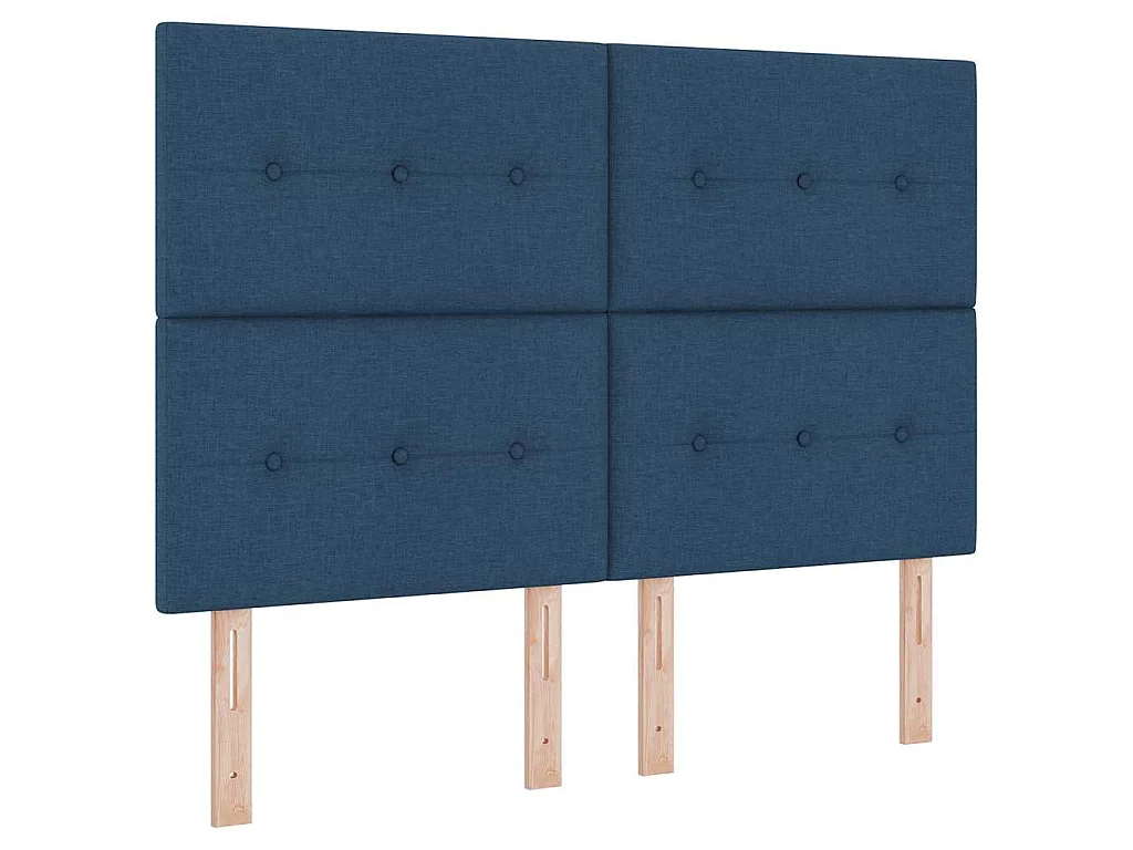 Lit à ressorts avec tête de lit Bleu 140 x 190 cm tissu