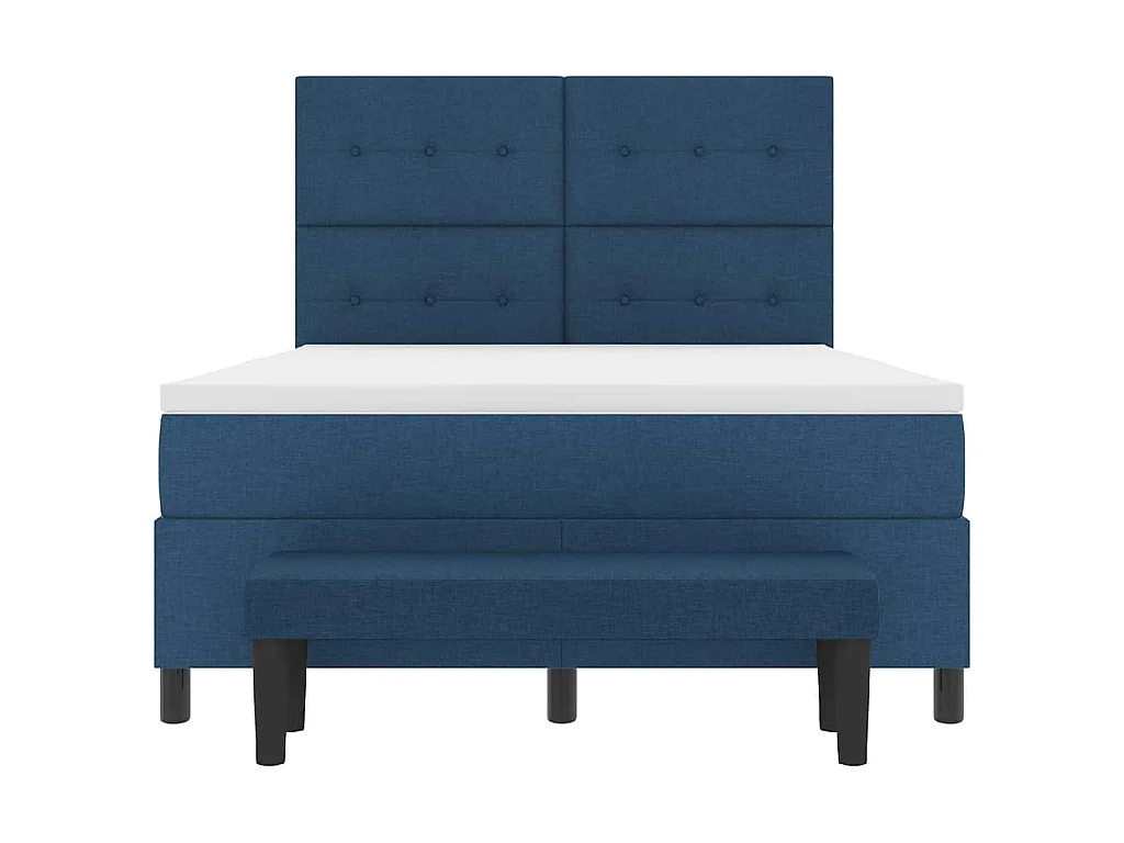 Lit à ressorts avec tête de lit Bleu 140 x 190 cm tissu