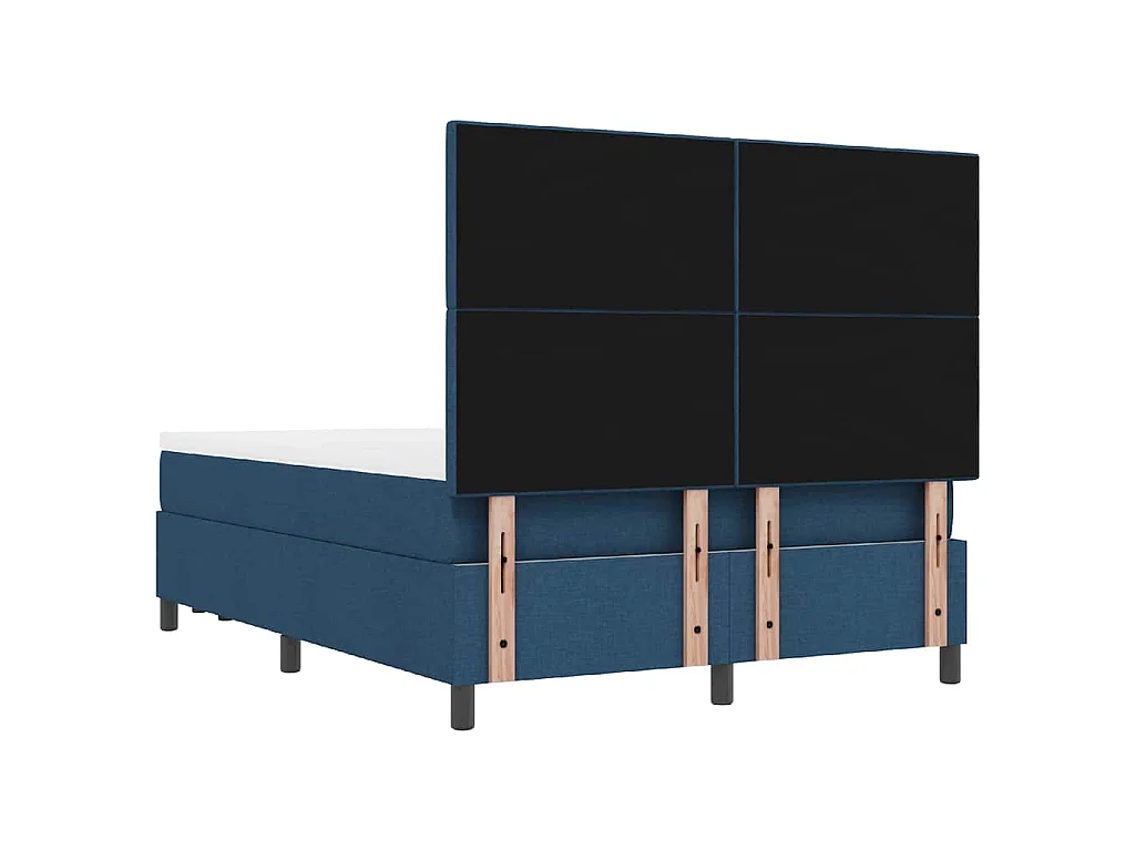 Lit à ressorts avec tête de lit Bleu 140 x 190 cm tissu