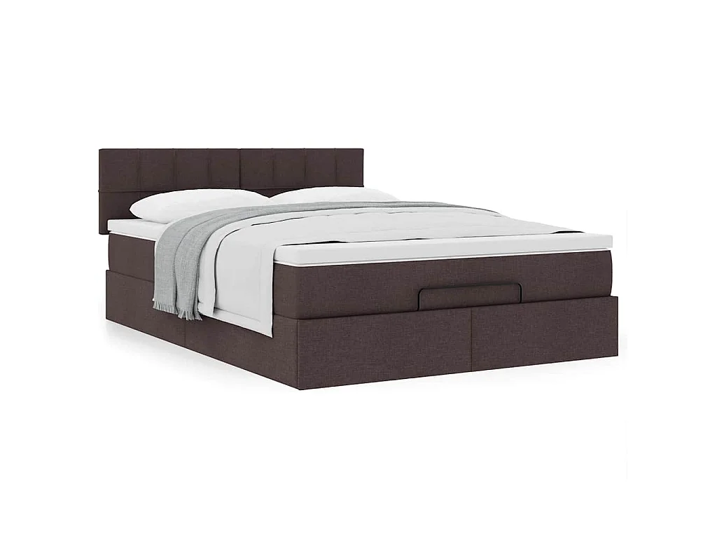 Ottoman bed met matras 140x200cm stof donkerbruin