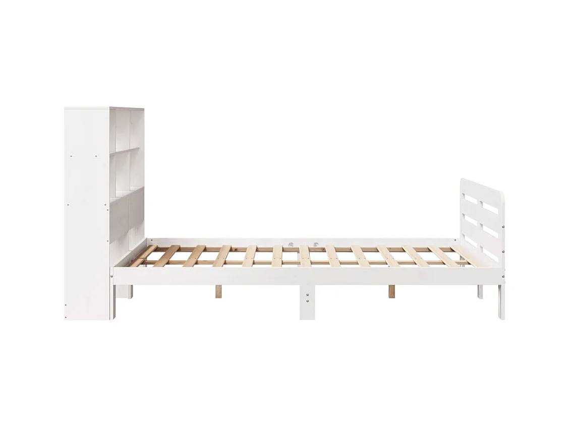 Massivholzbett ohne Matratze Weiß 140x190 cm Kiefernholz