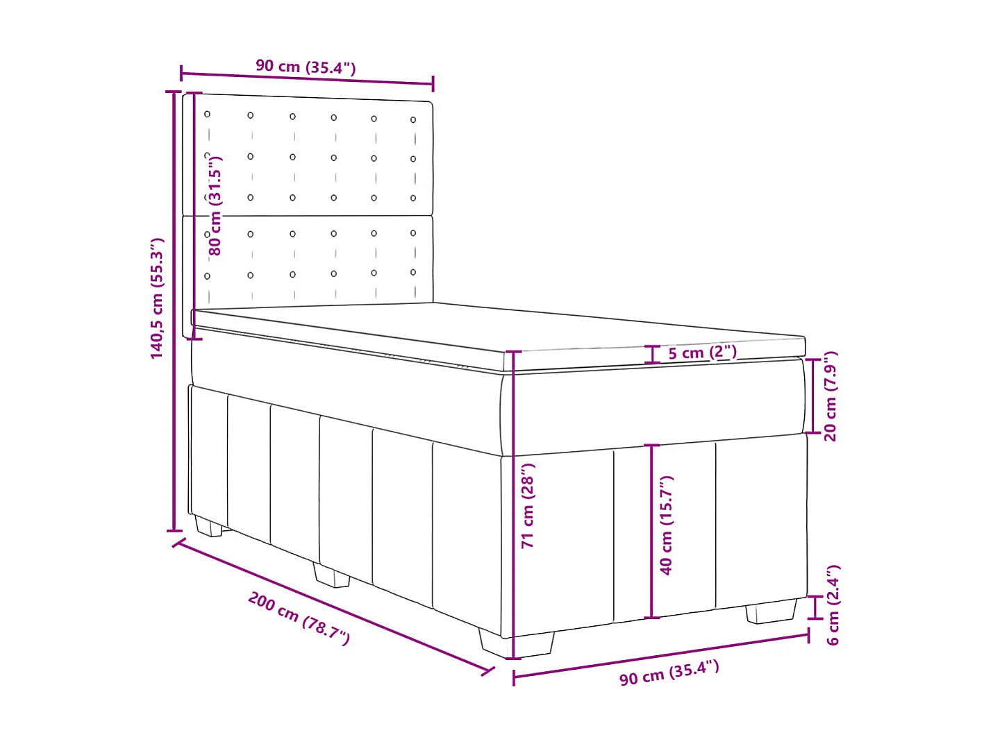 Giroletto a Molle con Materasso Blu 90x200 cm inTessuto