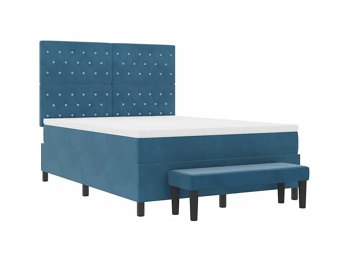Boxspringbett mit Matratze Dunkelblau 160 x 200 cm Samt