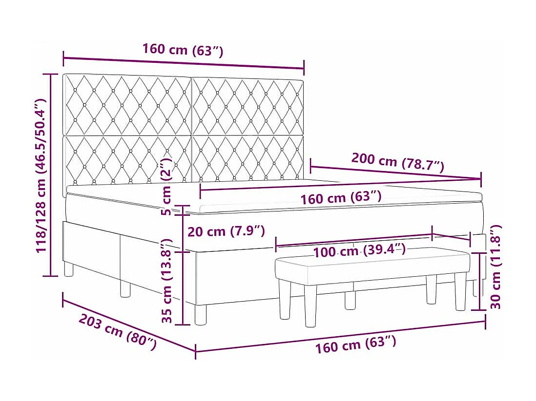 Boxspring bed met matras Donkerblauw 160 x 200 cm Fluweel
