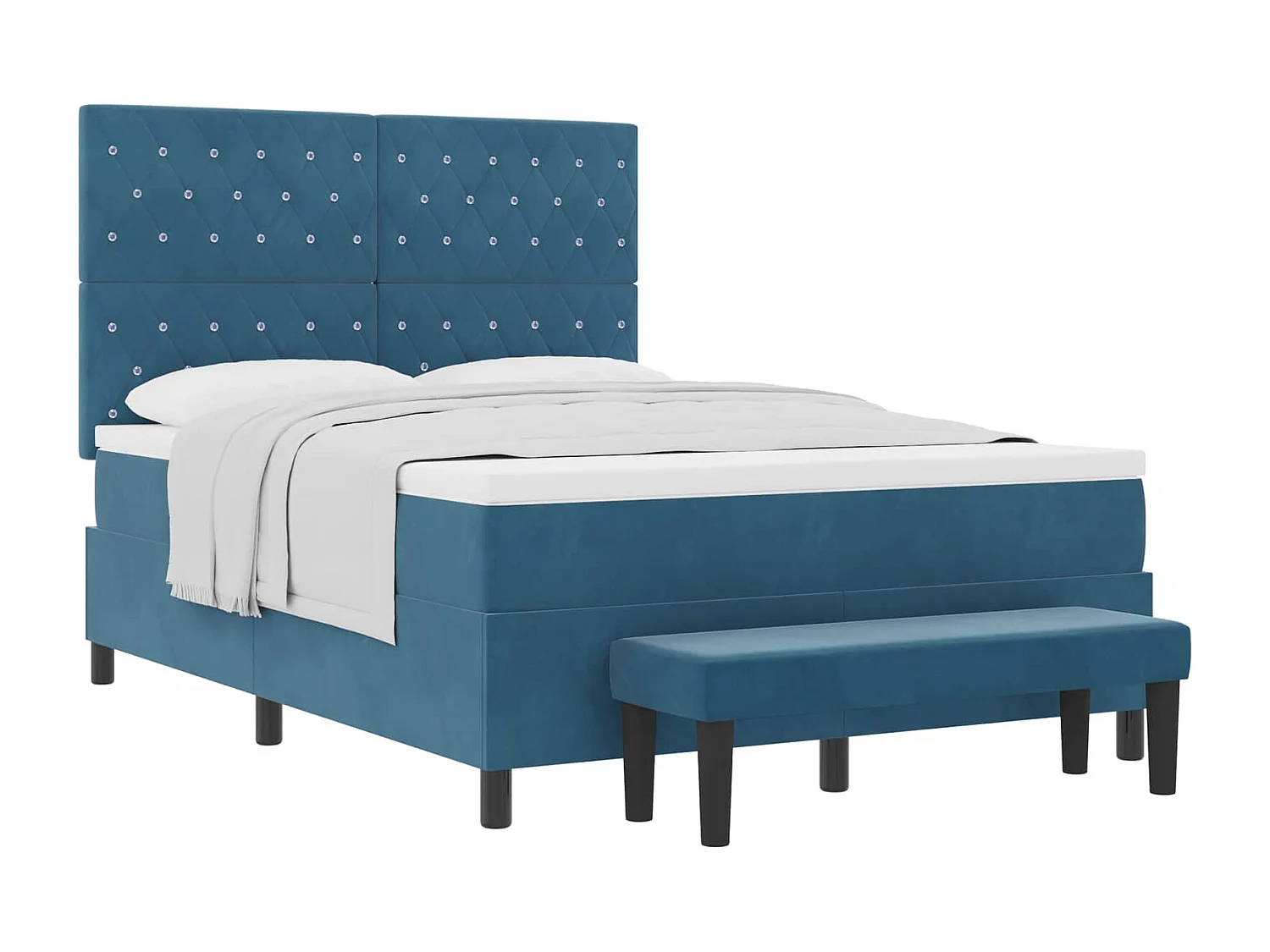Boxspringbett mit Kopfteil Dunkelblau 200 x 160 cm Samt