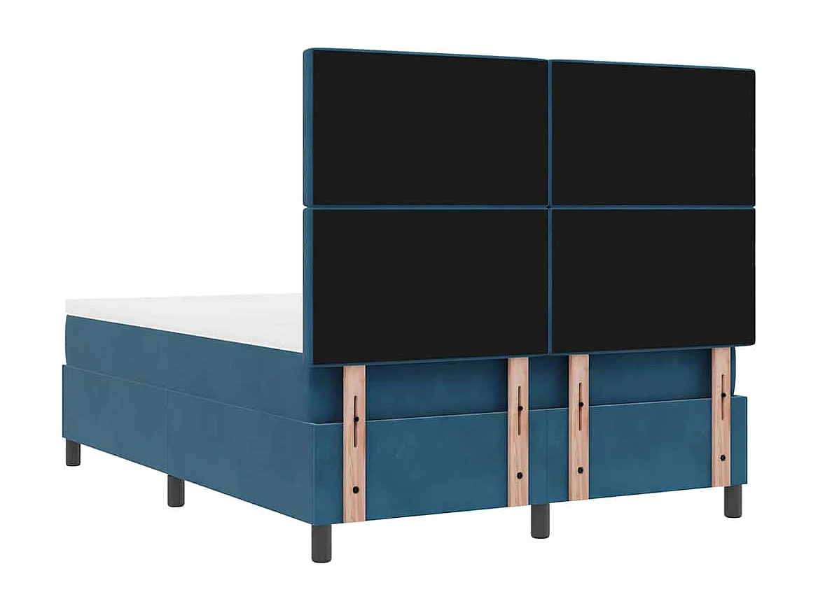 Boxspringbett mit Kopfteil Dunkelblau 200 x 160 cm Samt