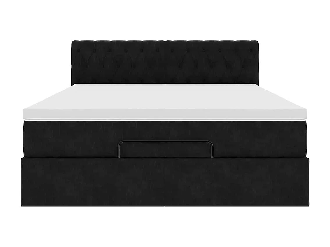 Cadre de lit ottoman avec matelas noir 140x200 cm velours