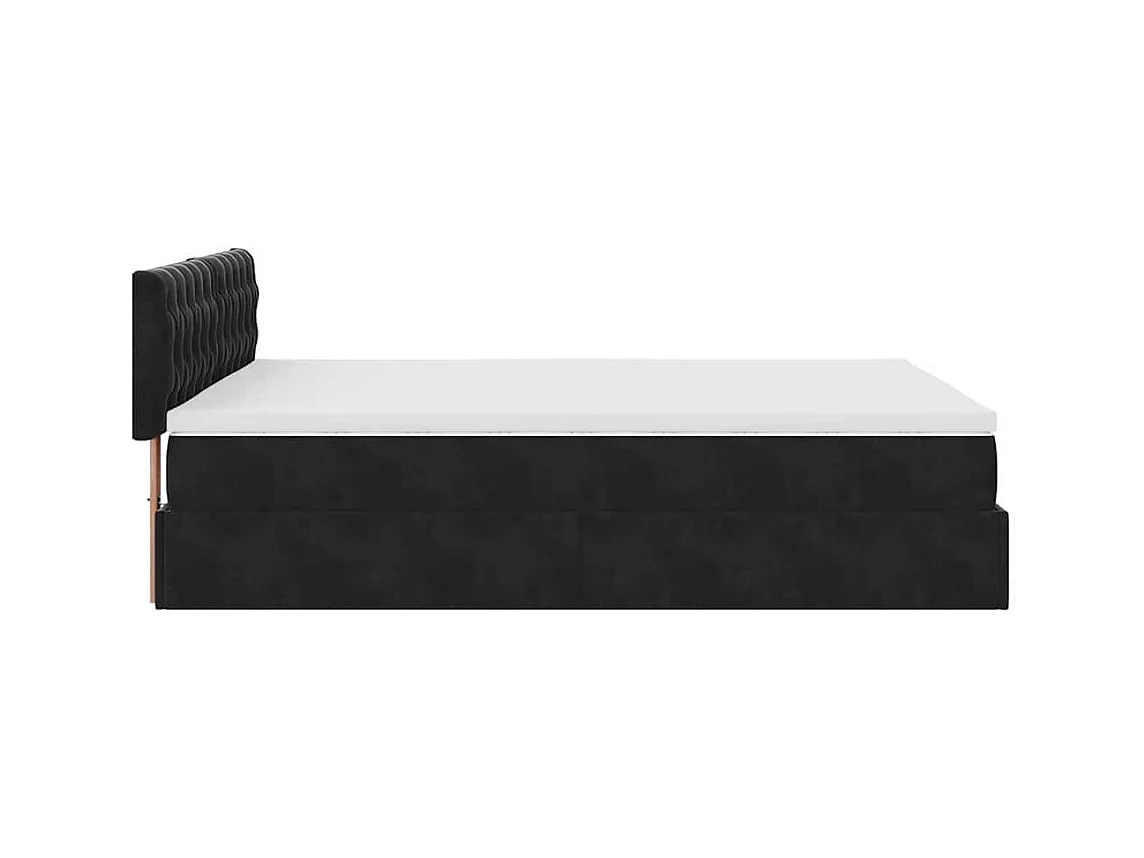 Cadre de lit ottoman avec matelas noir 140x200 cm velours