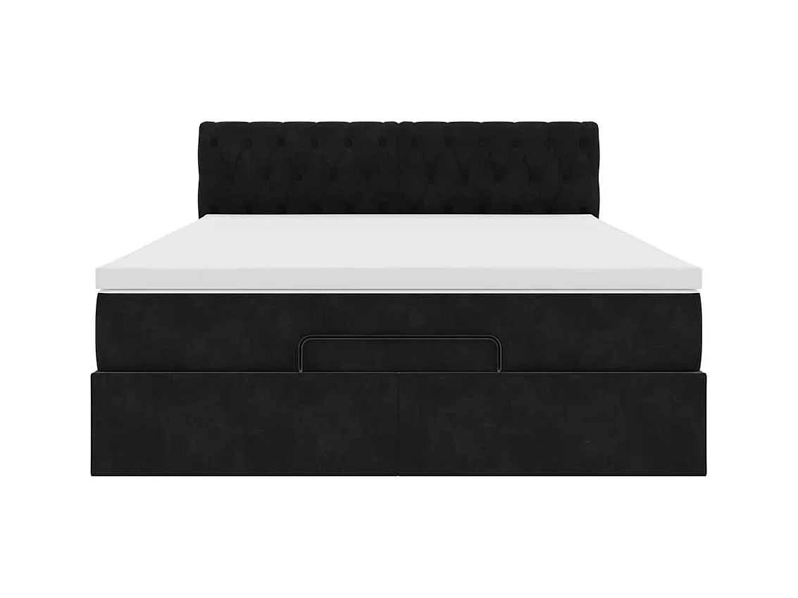 Cadre de lit ottoman avec matelas noir 140x200 cm velours