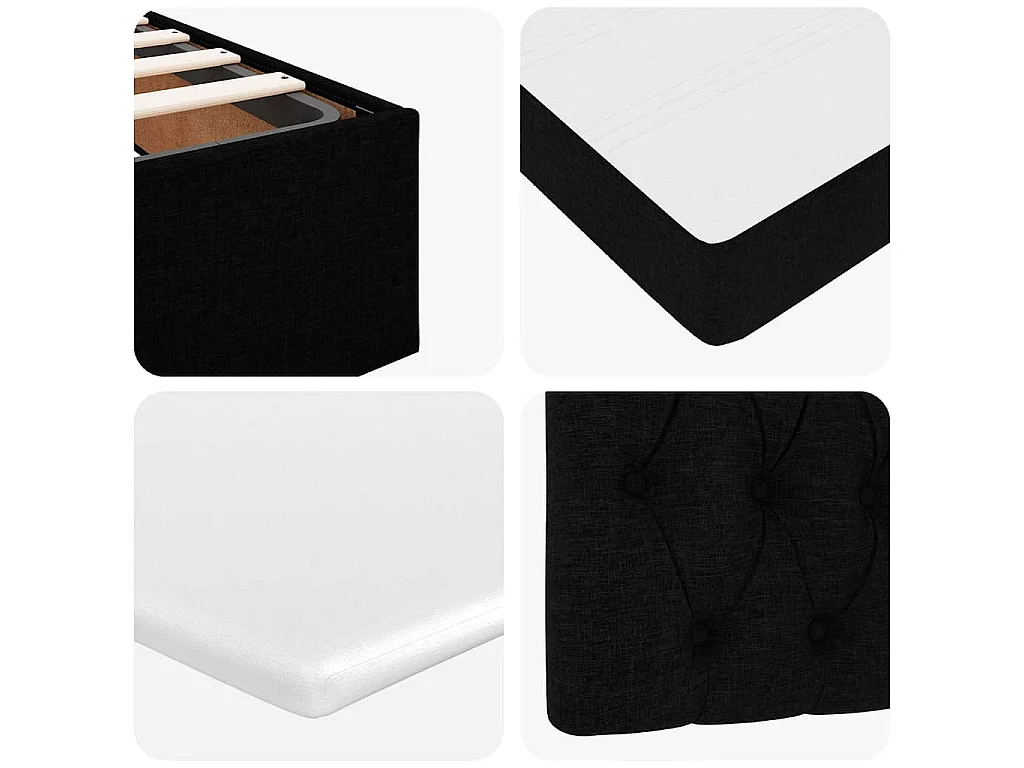 Cadre de lit ottoman avec matelas noir 140x200 cm velours