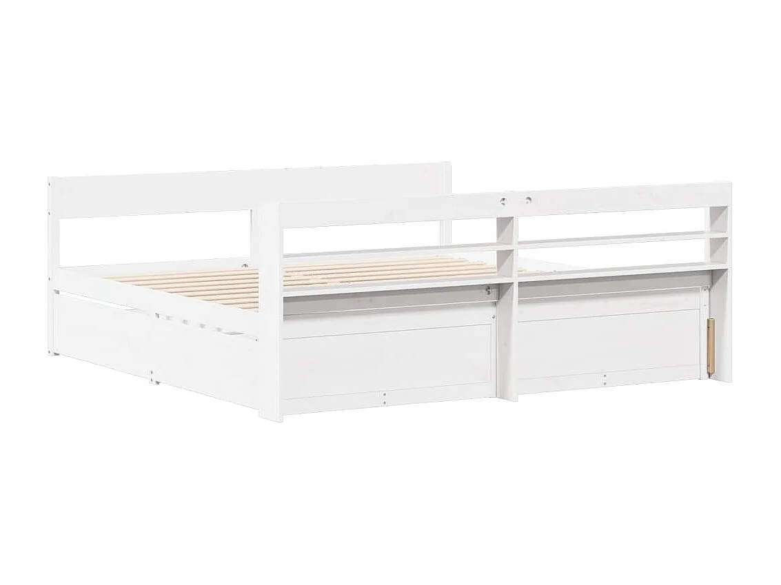 Cadre de lit sans matelas blanc 180x200 cm bois massif de pin
