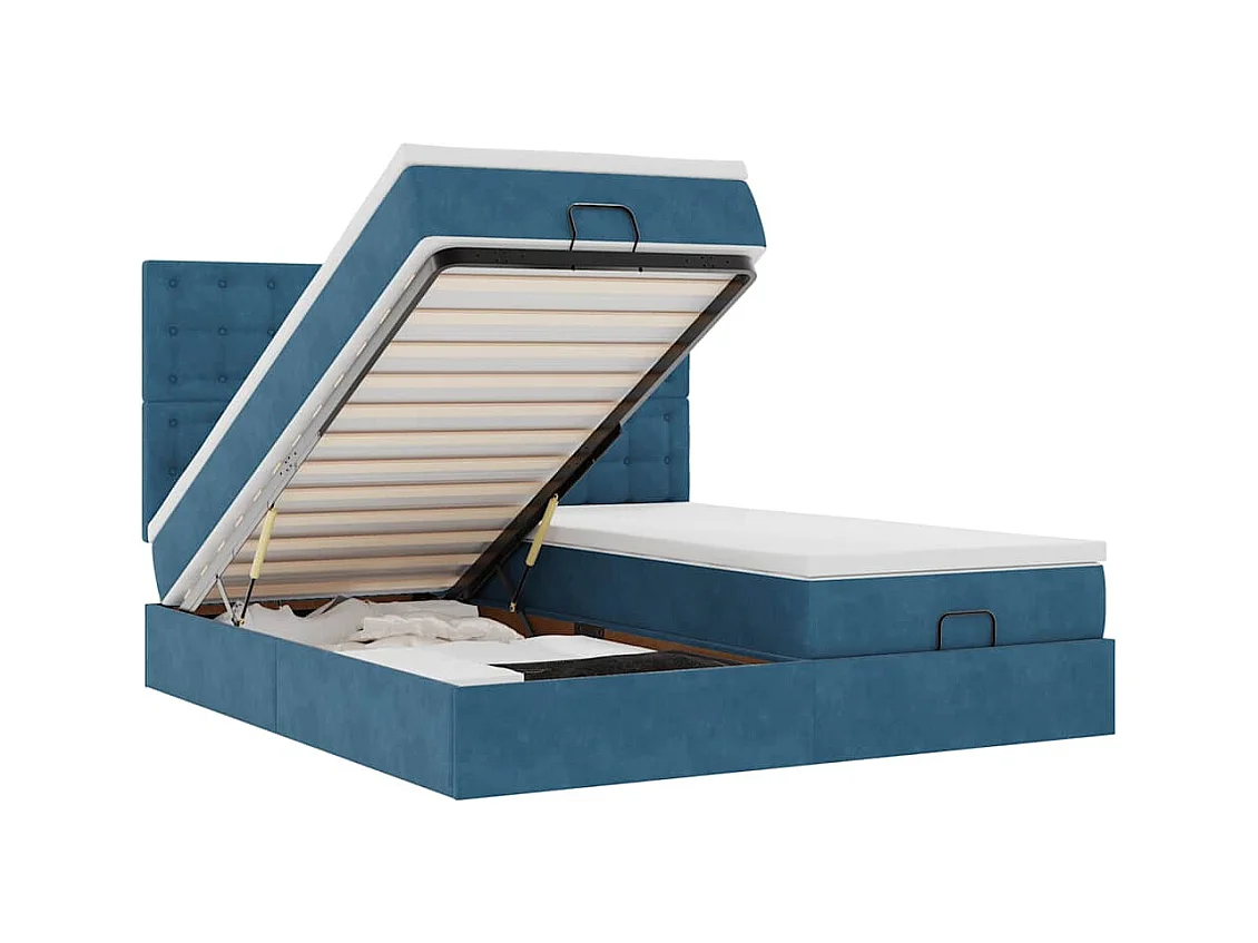 Struttura Letto Pouf con Materassi 180x200 cm Velluto