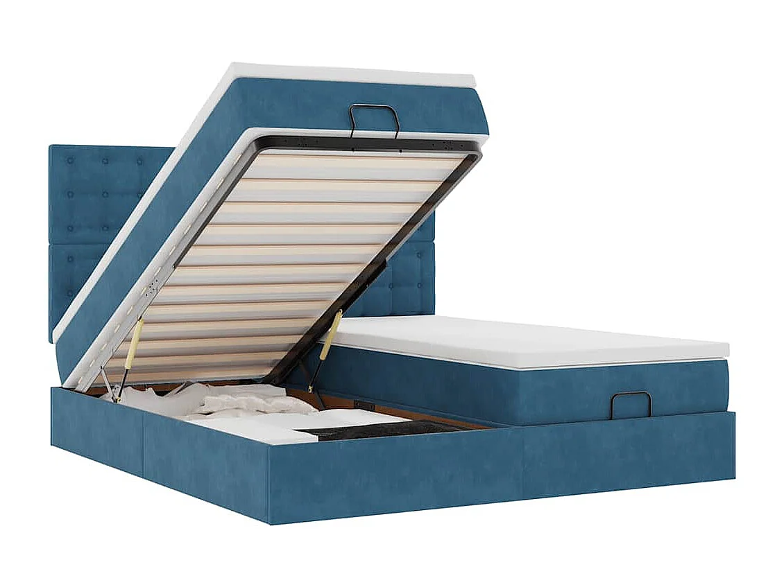 Struttura Letto Pouf con Materassi 180x200 cm Velluto