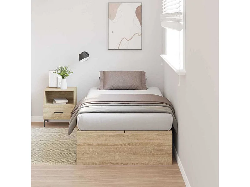 Cadre de lit avec rangement Chêne Sonoma 90 x 200 cm