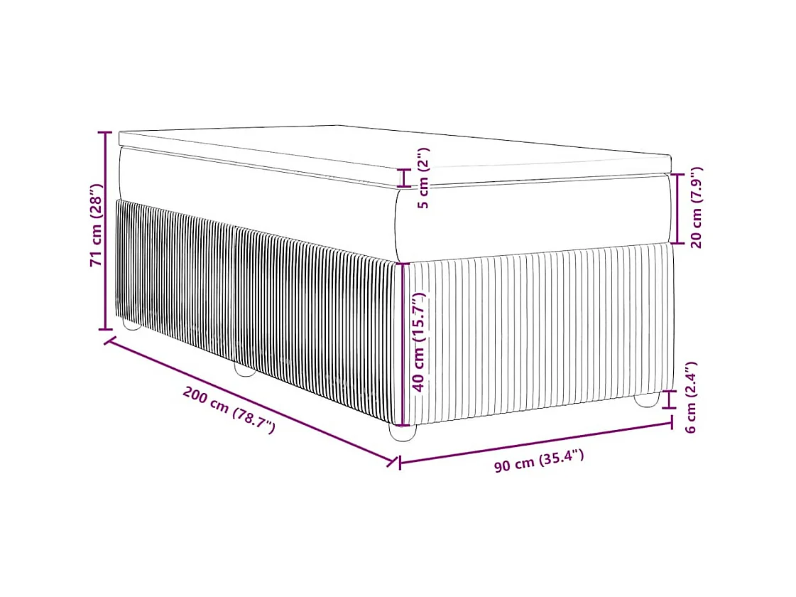 Sommier à lattes de lit avec matelas Gris clair 90x200 cm Tissu