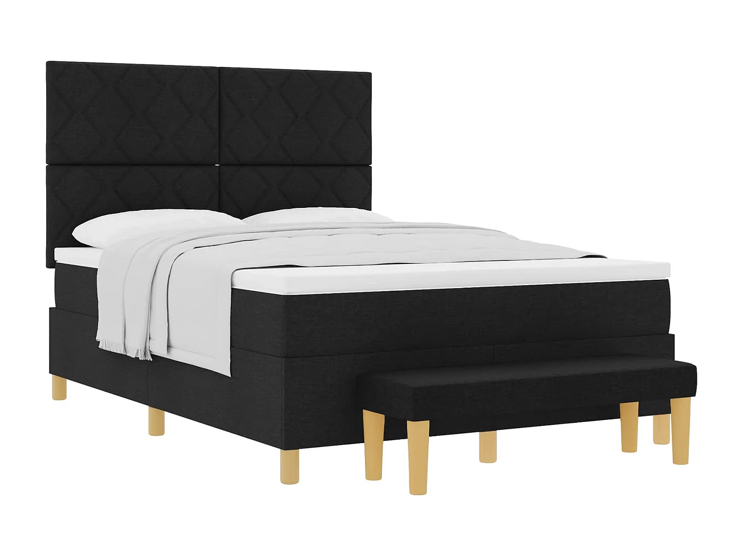 Letto a molle con cuscino Nero 200 x 140 cm Tessuto