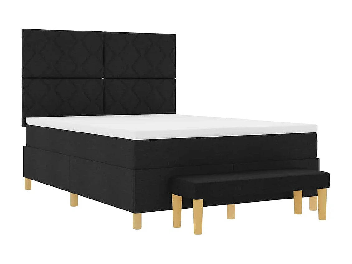 Letto a molle con cuscino Nero 200 x 140 cm Tessuto