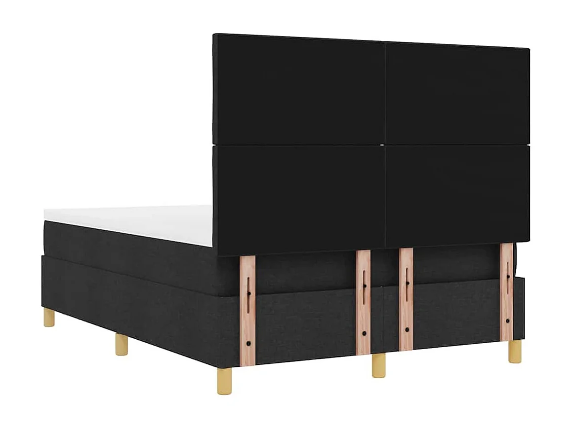 Letto a molle con cuscino Nero 200 x 140 cm Tessuto