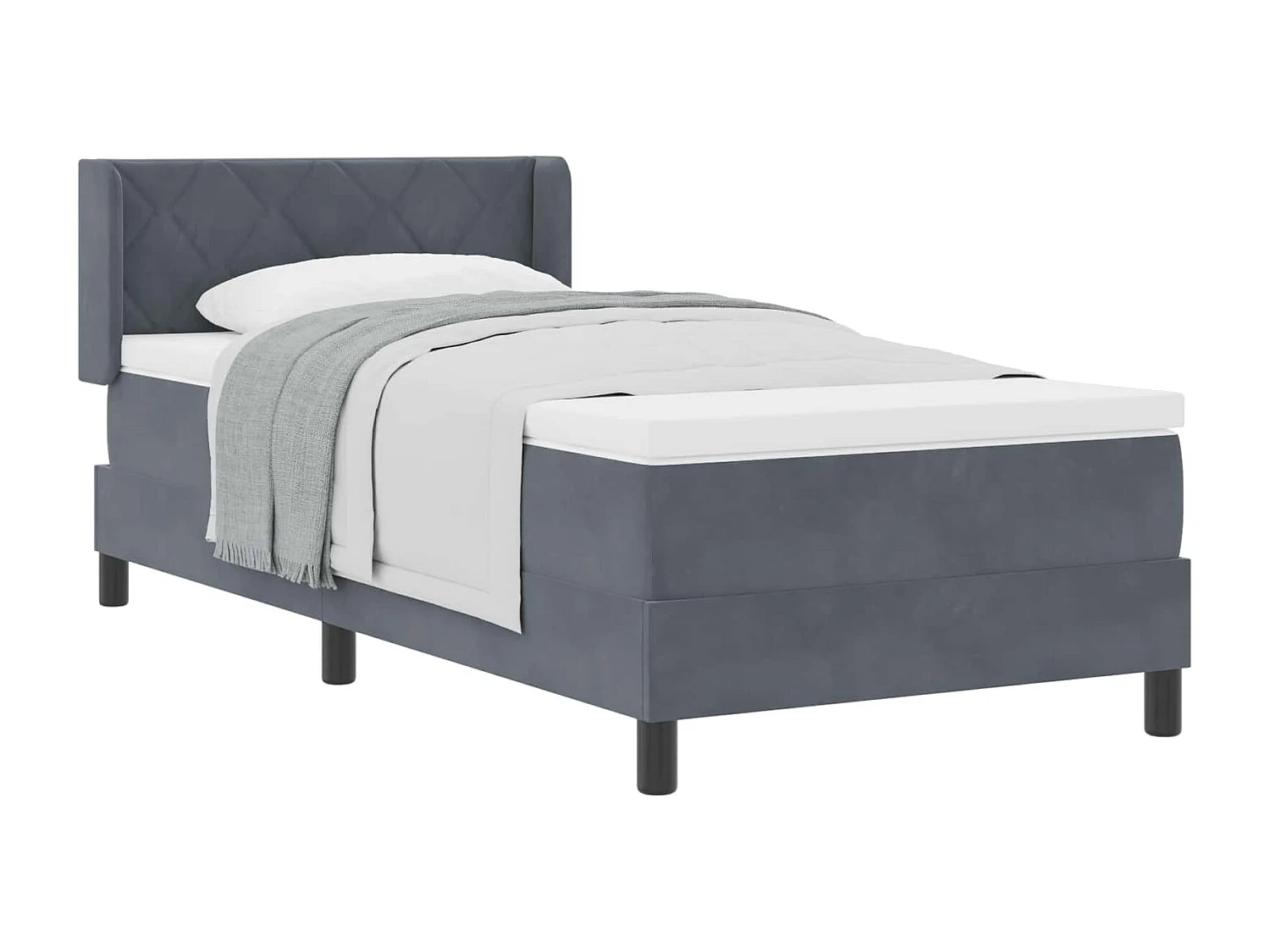 Boxspringbett mit Matratze Dunkelgrau 200 x 90 cm Polyester