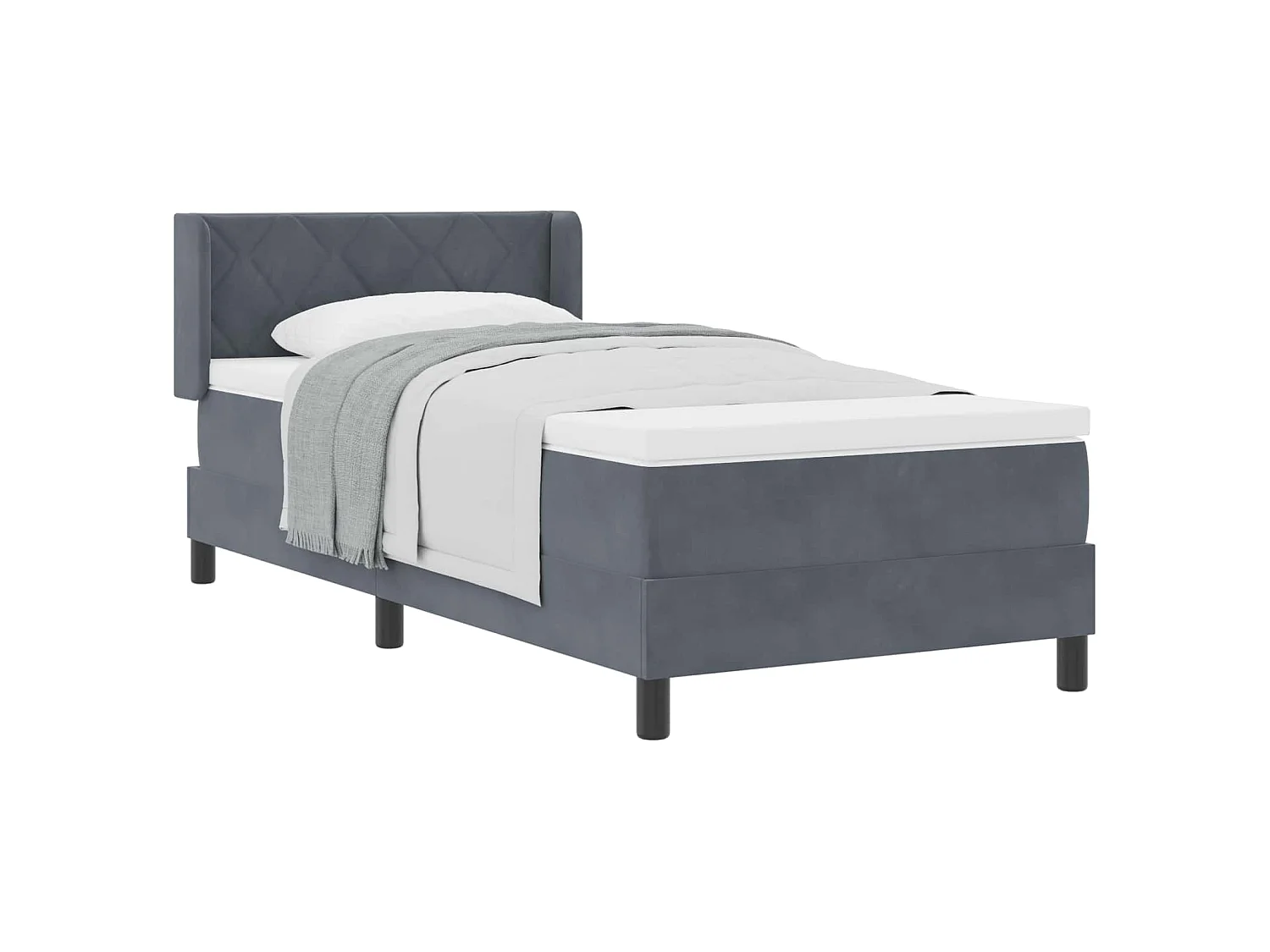 Boxspringbett mit Kopfteil Dunkelgrau 200 x 90 cm Samt