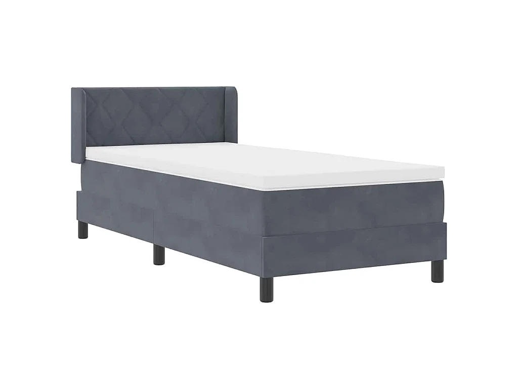 Boxspringbett mit Kopfteil Dunkelgrau 200 x 90 cm Samt